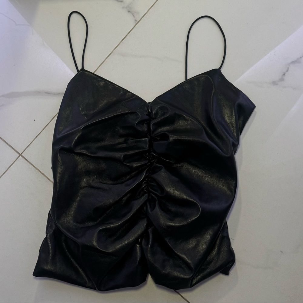 7 For All Mankind Black Ruched Camisole